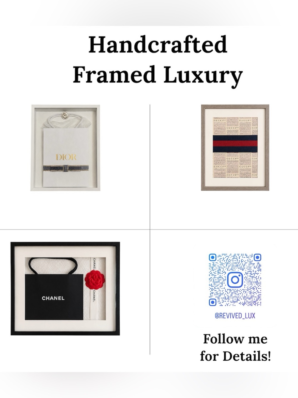 Follow me for information on select items such as framed art!